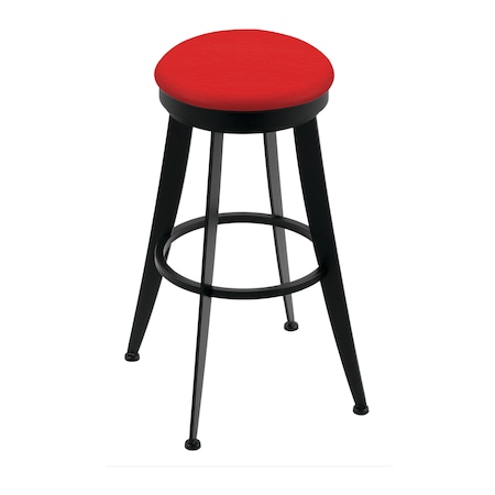 Holland Bar Stool Co Laser 30" Swivel Bar Stool, Black Wrinkle, Canter Red Seat 90030BW011